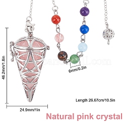 Natural Rose Quartz Cone Dowsing Pendulums&nbsp;G-SC0002-22D
