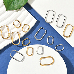 8 Pairs 4 Styles 304 Stainless Steel Oval Hoop Earrings&nbsp;EJEW-SC0001-75