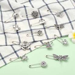 26Pcs 13 Styles Antique Silver Alloy Brooch&nbsp;JEWB-CJ0001-89