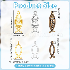120Pcs 6 Styles Tibetan Style Alloy Pendants&nbsp;TIBE-HY0001-16