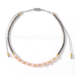Women's Natural Rose Quartz Faceted Round Beaded Braided Bracelets for Women&nbsp;OH4835
