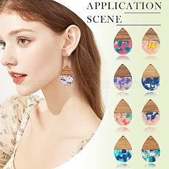 16Pcs 8 Colors Resin and Walnut Pendants&nbsp;FIND-TA0006-39
