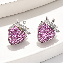 Brass Micro Pave Cubic Zirconia Stud Earrings&nbsp;EJEW-Q015-13P-01