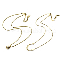 2Pcs 2 Style Plastic Oval & 304 Stainless Steel Nuggets Pendant Necklaces Set&nbsp;NJEW-K257-08G