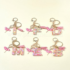 Letter A~Z Transparent Glitter Resin Pendant Keychains&nbsp;KEYC-FZ00024-21