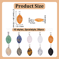 20Pcs 10 Styles Natural Mixed Gemstone Horse Eye Pendants&nbsp;G-OC0005-94