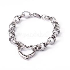 Tarnish Resistant Heart 304 Stainless Steel Link Necklaces and Bracelets Jewelry Sets&nbsp;SJEW-F132-08P