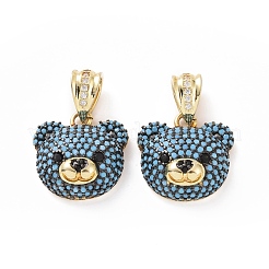 Brass Micro Pave Cubic Zirconia Pendants&nbsp;ZIRC-F136-01G-05