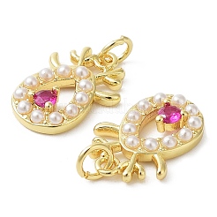 Brass & Cubic Zirconia & Plastic Imitation Pearl Pendants&nbsp;KK-G469-05G