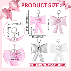 4Pcs 4 Colors Bowknot PU Leather & Cotton Keychains&nbsp;HJEW-FG0001-28