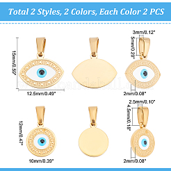 8Pcs 4 Style 304 Stainless Steel Pendants&nbsp;STAS-DC0010-02
