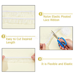 Nylon Elastic Pleated Lace Ribbon&nbsp;OCOR-WH0003-070B