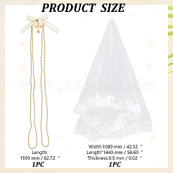 1Pc White Polyester Lace Bridal Veils&nbsp;HJEW-WR00040