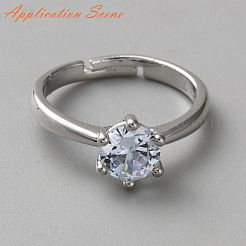 Rhodium Plated 925 Sterling Silver Engagement Solitaire Ring Settings&nbsp;STER-T008-20P