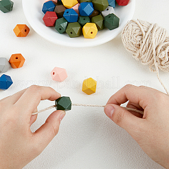 Painted Natural Wooden Beads&nbsp;WOOD-FH0001-09