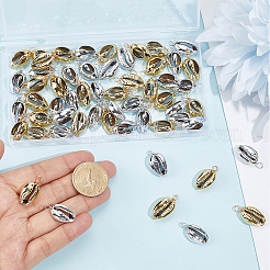 60Pcs 2 Colors Electroplated Natural Cowrie Shell Pendants&nbsp;PALLOY-BM00010