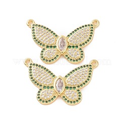 Brass Micro Pave Cubic Zirconia 2-Loop Pendants&nbsp;ZIRC-P106-48G-02