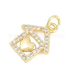 Brass Micro Pave Clear Cubic Zirconia Pendants&nbsp;KK-F938-15G