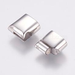 Tarnish Resistant Rectangle 304 Stainless Steel Magnetic Clasps with Glue-in Ends&nbsp;STAS-M195-11
