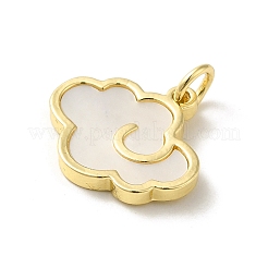 Brass Pave Natural White Shell Pendants with Jump Rings&nbsp;KK-D095-03B-G