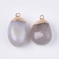 Electroplate Natural Grey Agate Pendants&nbsp;G-S344-81
