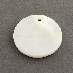 Flat Round Sea Shell Charms&nbsp;SSHEL-R025-11.5mm