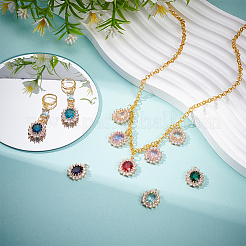 10Pcs 10 Colors Zinc Alloy & Rhinestone & Cubic Zirconia Pendants&nbsp;FIND-UN0009-92