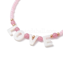 Valentine's Day Dyed Natural White Jade Bead & Rose Quartz & TOHO Round Seed Beads Braided Bead Bracelets for Women&nbsp;BJEW-MZ00244-01