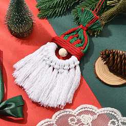 Christmas Handmade Woven Macrame Cotton Thread Santa Claus Pendant Decorations&nbsp;HJEW-JM02455-04