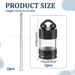 2Pcs 304 Stainless Steel with Clear Glass Column Urn Ashes Bottle Pendant Necklaces&nbsp;NJEW-FG0001-27EB