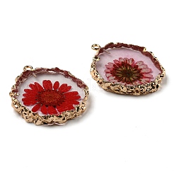 Inner Dried Flower Resin Pendants&nbsp;RESI-P028-02KCG-03