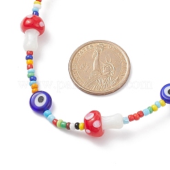 Mushroom Handmade Lampwork Beaded Necklaces for Women&nbsp;NJEW-JN03983