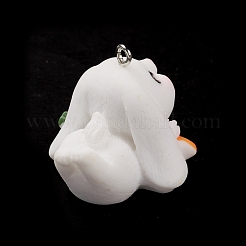 Opaque Resin Cute Bunny Pendants&nbsp;RESI-K023-02