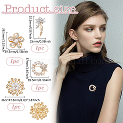 Flower Alloy Rhinestone Lapel Pins for Clothes&nbsp;JEWB-ME0001-30