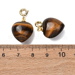Natural Tiger Eye Heart Pendant Decorations&nbsp;G-B188-06G-12