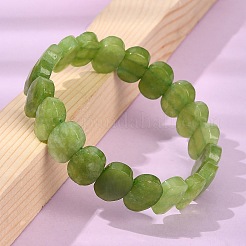Oval Natural Malaysia Jade Beaded Stretch Bracelets&nbsp;G-P589-02A-06