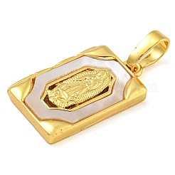 Real 18K Gold Plated Brass Pendants with Shell&nbsp;KK-D534-05G-03