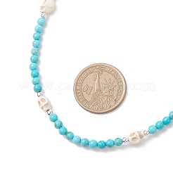 5Pcs Natural & Synthetic Round Gemstone and Skull Synthetic Turquoise Bead Necklaces&nbsp;NJEW-JN05391