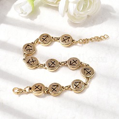 12 Constellations 304 Stainless Steel Link Chain Bracelets&nbsp;BJEW-I239-01G-07