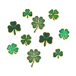 20Pcs 5 Styles Saint Patrick's Day Clover Alloy Enamel Lapel Pin Back Brooches for Backpack Clothes&nbsp;JEWB-CJ0003-65