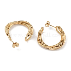 PVD Vacuum Plating 201 Stainless Steel C-Shaped Stud Earrings&nbsp;EJEW-I309-42G