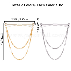 2Pcs 2 Colors Brass Hanging Chains Collar Pins Tie Clips&nbsp;AJEW-GF0007-55