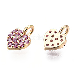 Brass Micro Pave Cubic Zirconia Charms&nbsp;KK-P157-14G-01B-NF
