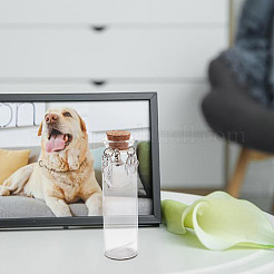4Pcs Transparent Glass Empty Bottles with Alloy Feather and Paw Print Charms&nbsp;AJEW-DR00041