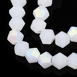 Imitation Jade Bicone Frosted Glass Bead Strands&nbsp;GLAA-F029-JM4mm-A06