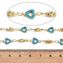 Brass Heart Link Chains&nbsp;KK-D368-03G-B