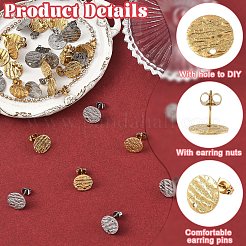 30Pcs 2 Colors 304 Stainless Steel Stud Earring Findings&nbsp;STAS-YW0011-33