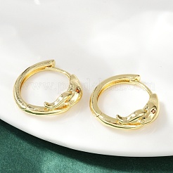 Snake Brass Micro Pave Cubic Zirconia Hoop Earrings&nbsp;EJEW-L299-03G