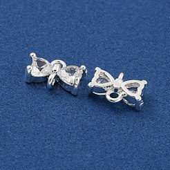 Brass Pave Clear Cubic Zirconia Connector Charms&nbsp;KK-B096-04S