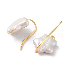Star Natural Pearl Dangle Earrings for Women&nbsp;EJEW-E303-11G